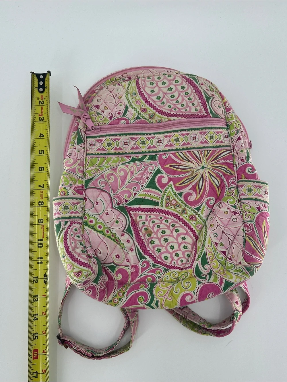 Vera Bradley Pink & Green Quilted Paisley Mini Backpack